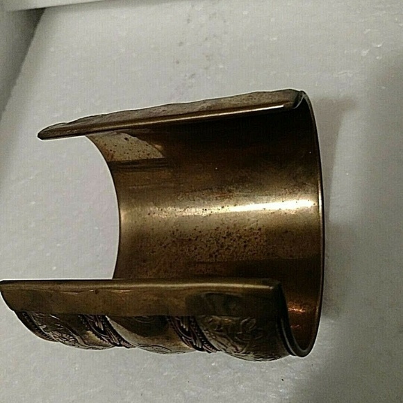 🔥🔥🔥🔥CUFF Bracelet w/Elephants India Vintage Copper/Brass Beveled - Picture 6 of 6